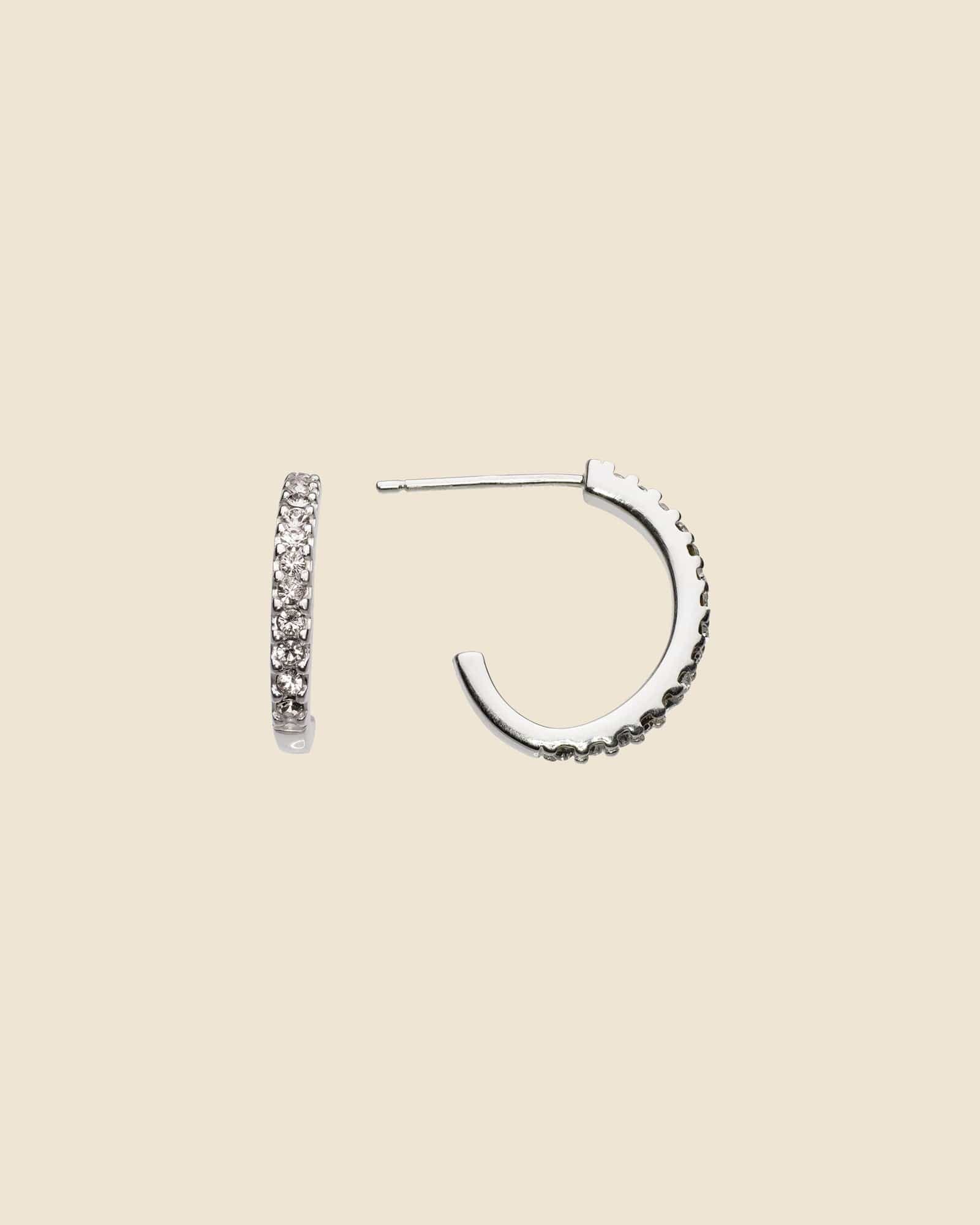 Sterling Silver and Cubic Zirconia 14mm Stud Hoops