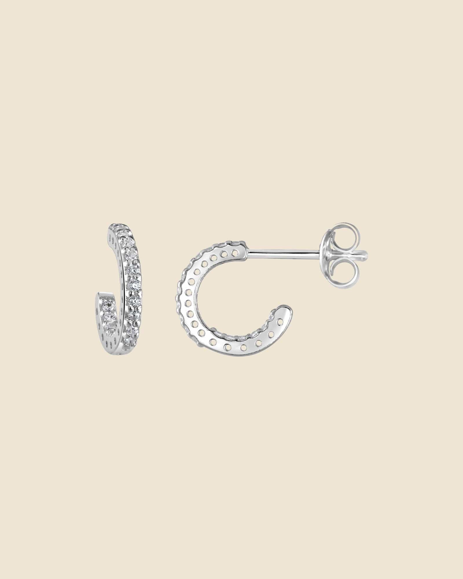 Sterling Silver and Cubic Zirconia Fine Huggy Hoops