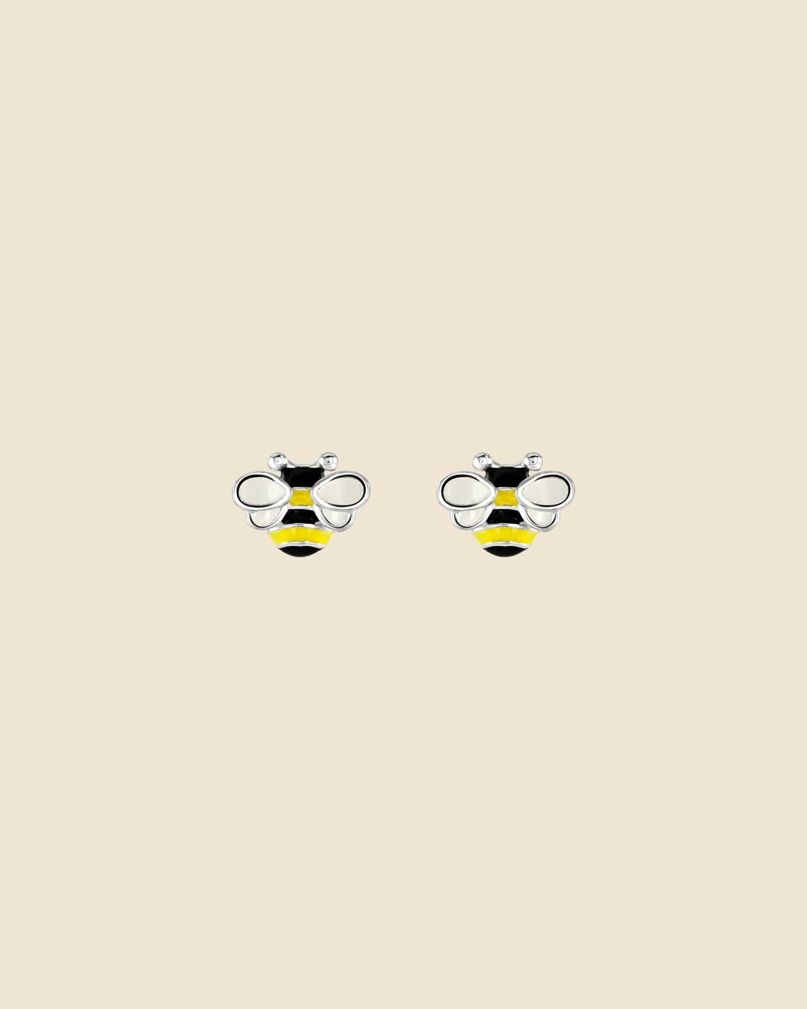 Sterling Silver and Enamel Bumble Bee Studs