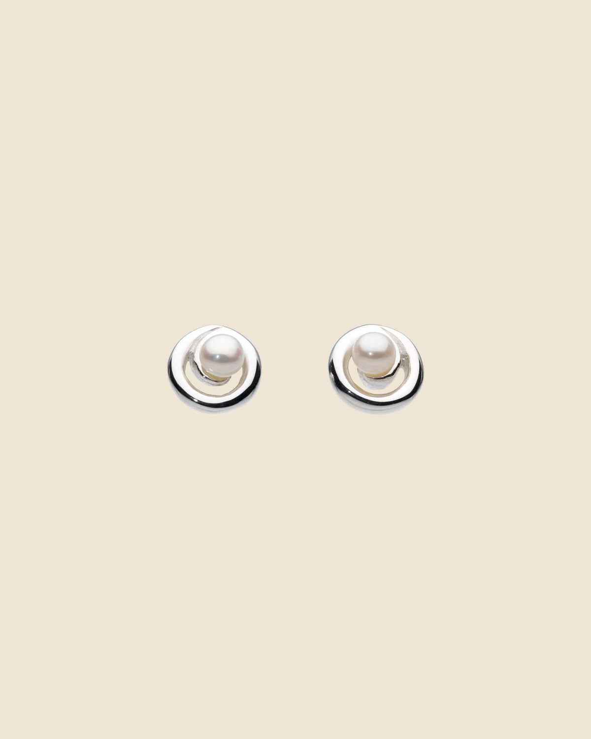 Sterling Silver Loop and Freshwater Pearl Studs
