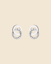 Sterling Silver and Cubic Zirconia Linked Circle Studs