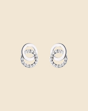Sterling Silver and Cubic Zirconia Linked Circle Studs