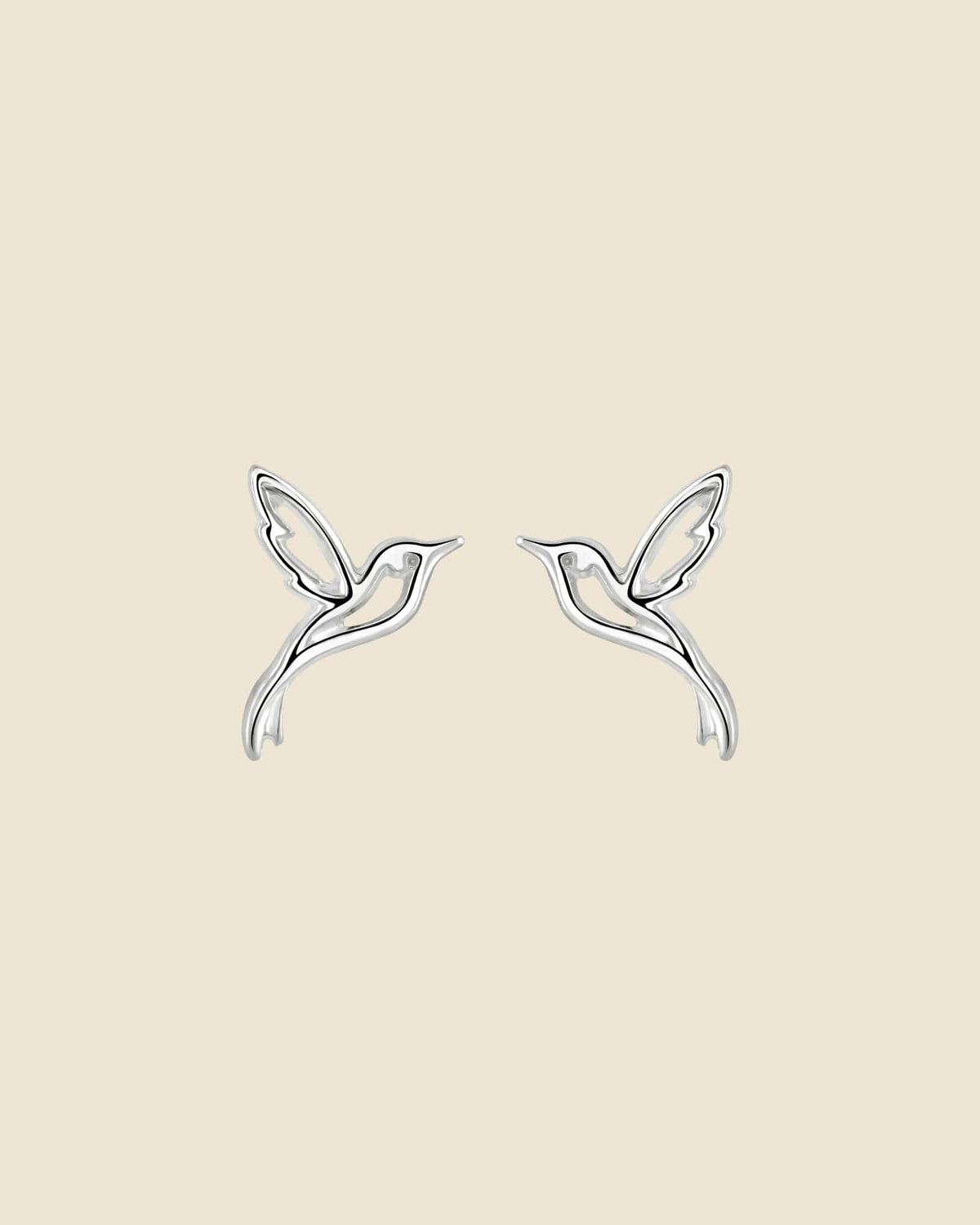Sterling Silver Cut-Out Hummingbird Studs