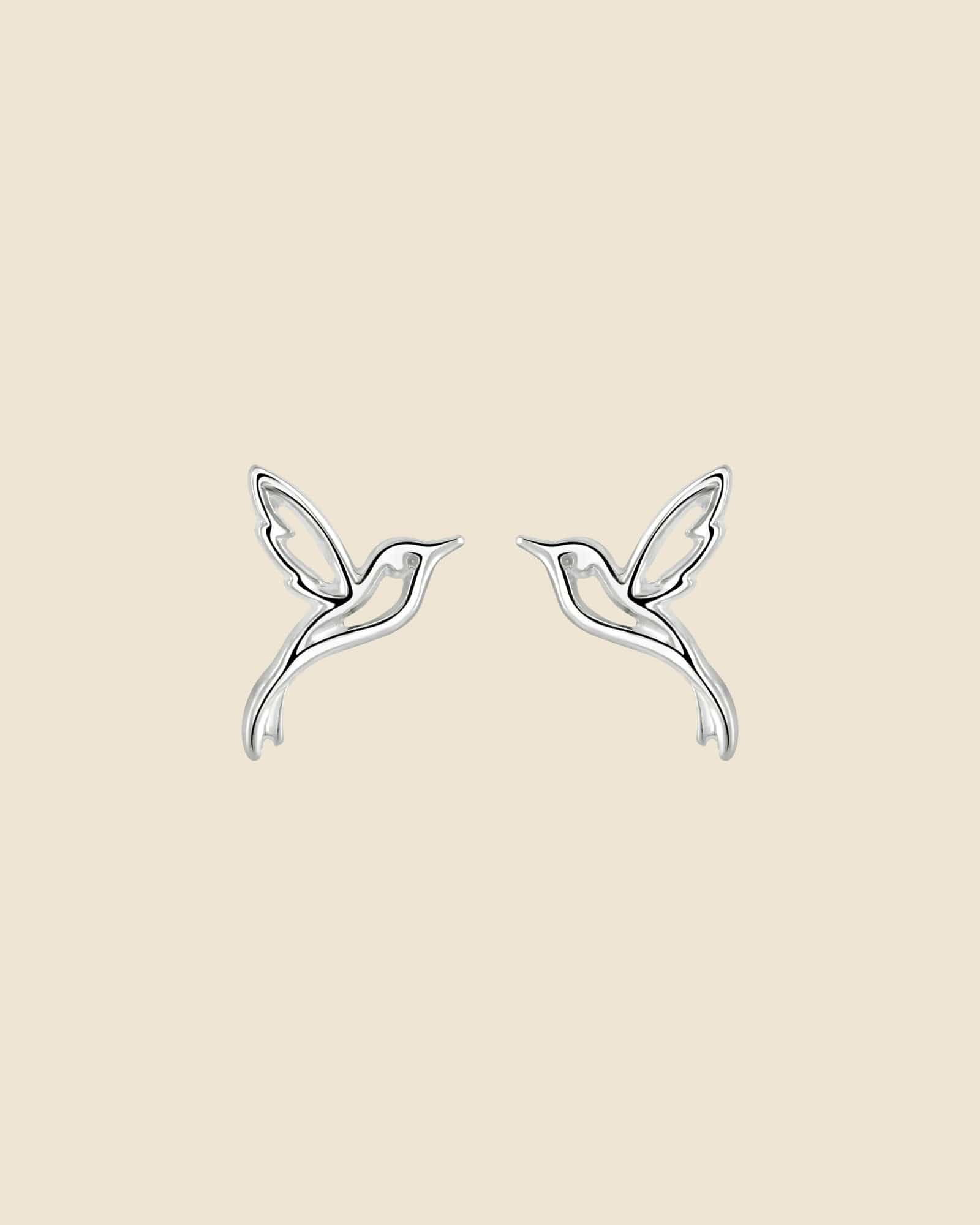 Sterling Silver Cut-Out Hummingbird Studs