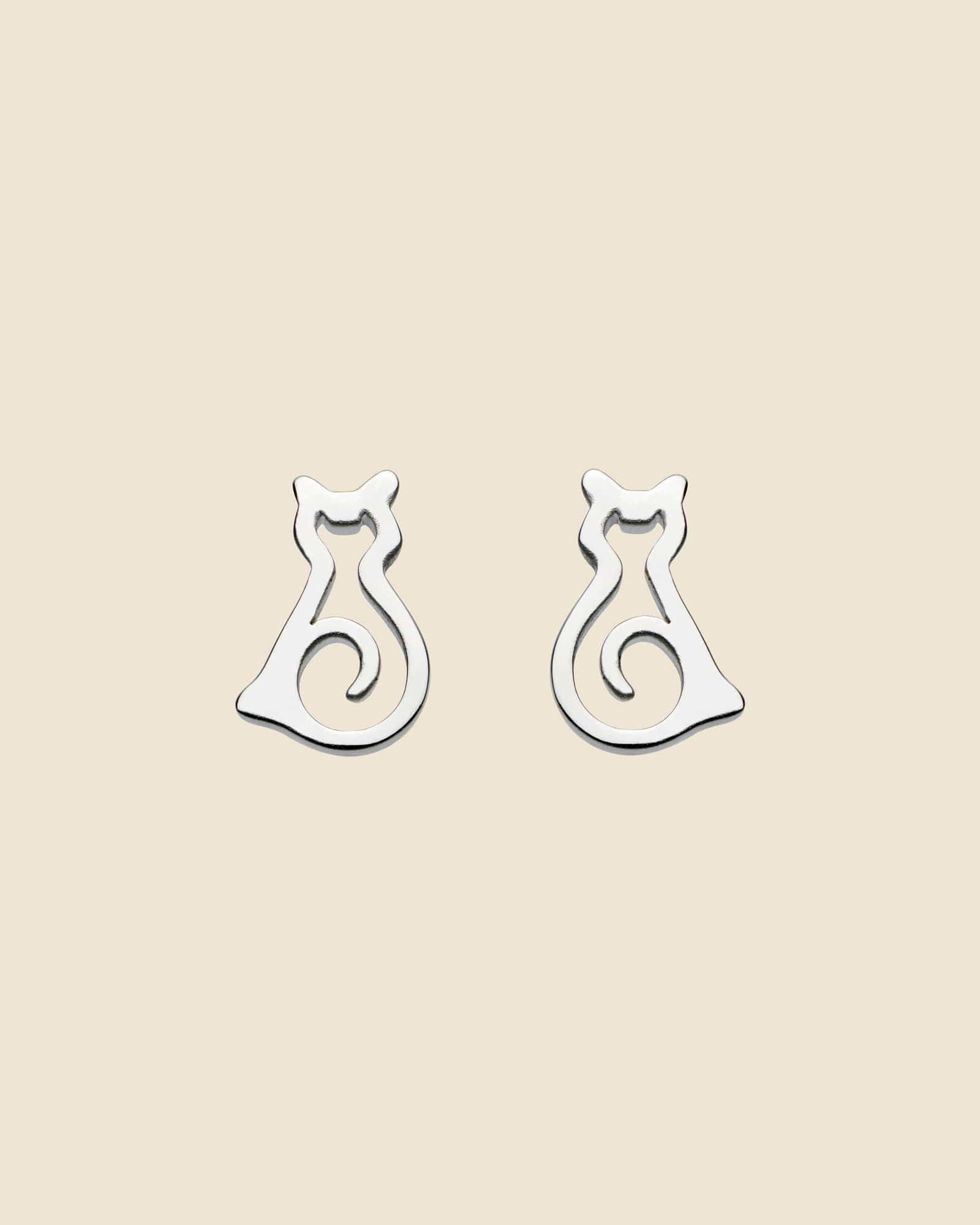 Sterling Silver Cut-Out Cat Silhouette Studs