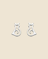 Sterling Silver Cut-Out Cat Silhouette Studs