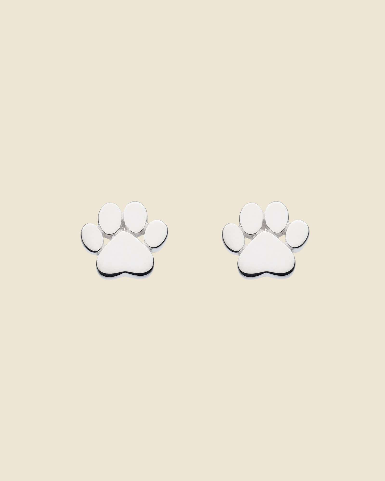 Sterling Silver Tiny Paw Print Studs