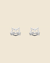 Sterling Silver Cat Face Studs