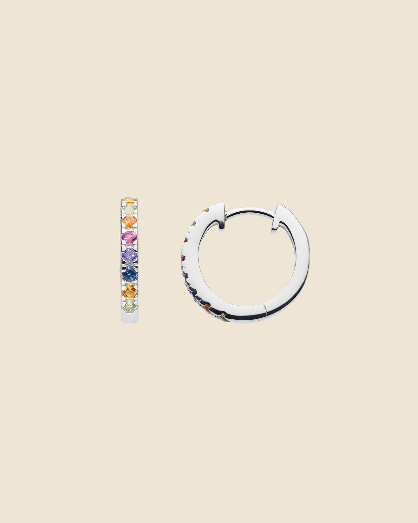 Sterling Silver and Cubic Zirconia Rainbow Hoops