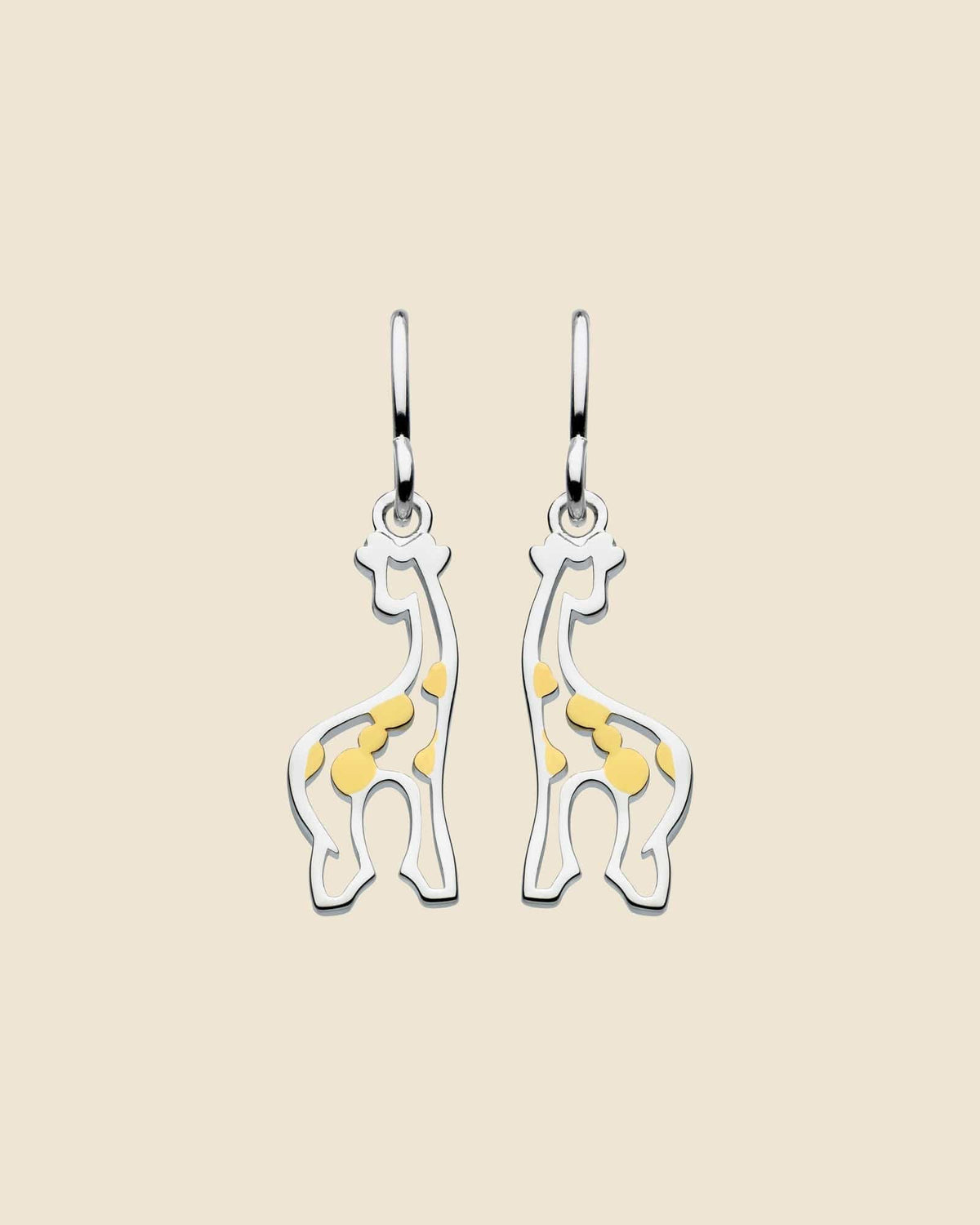 Sterling Silver and Gold Two-Tone Cut-Out Giraffe Earrings