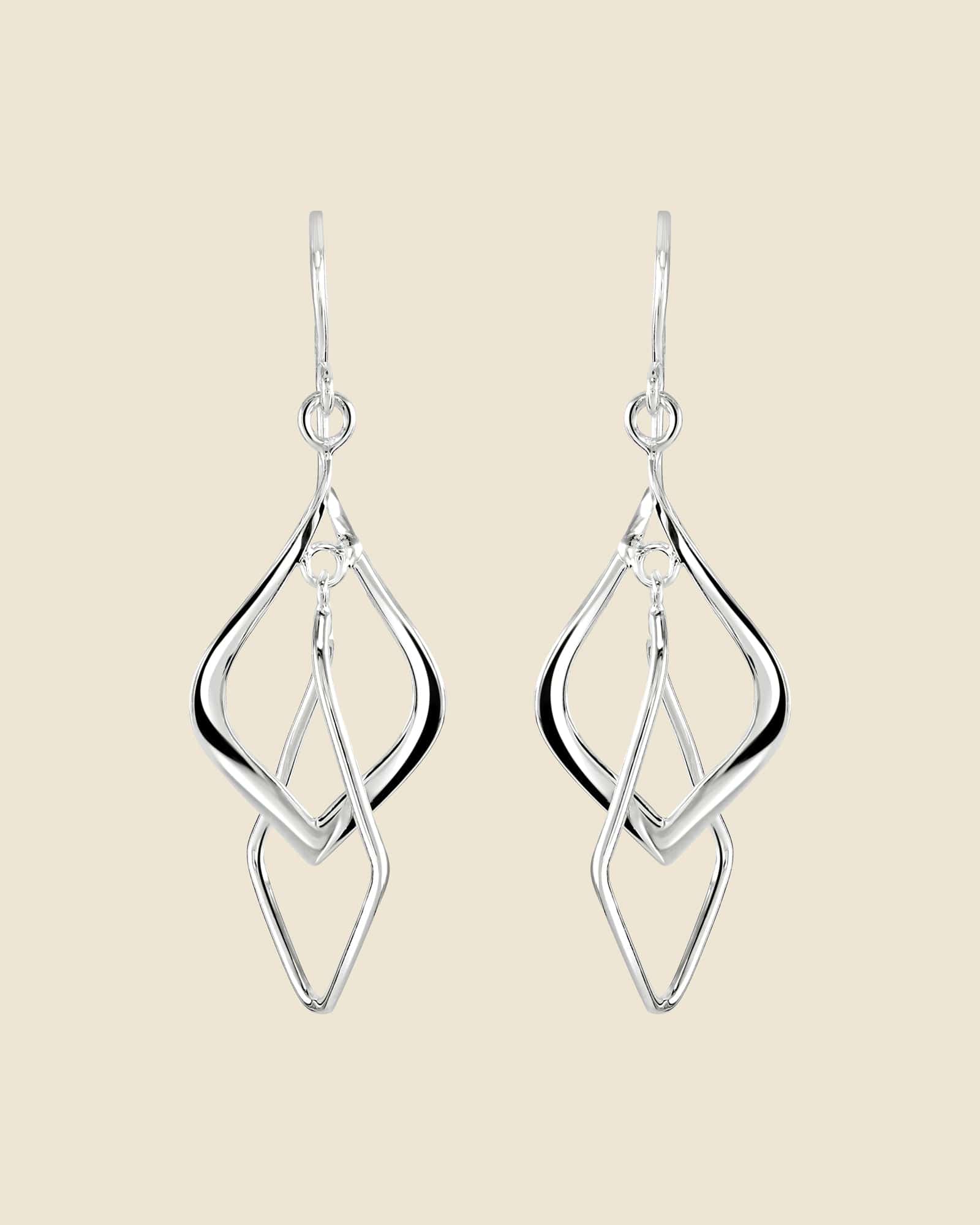 Sterling Silver Elegant Interlinked Drop Earrings
