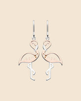 Sterling Silver and Rose Gold Plated Plate Flamingo Earrings