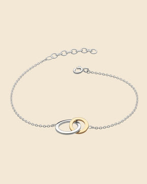 Sterling Silver Two Tone Lovers Link Bracelet