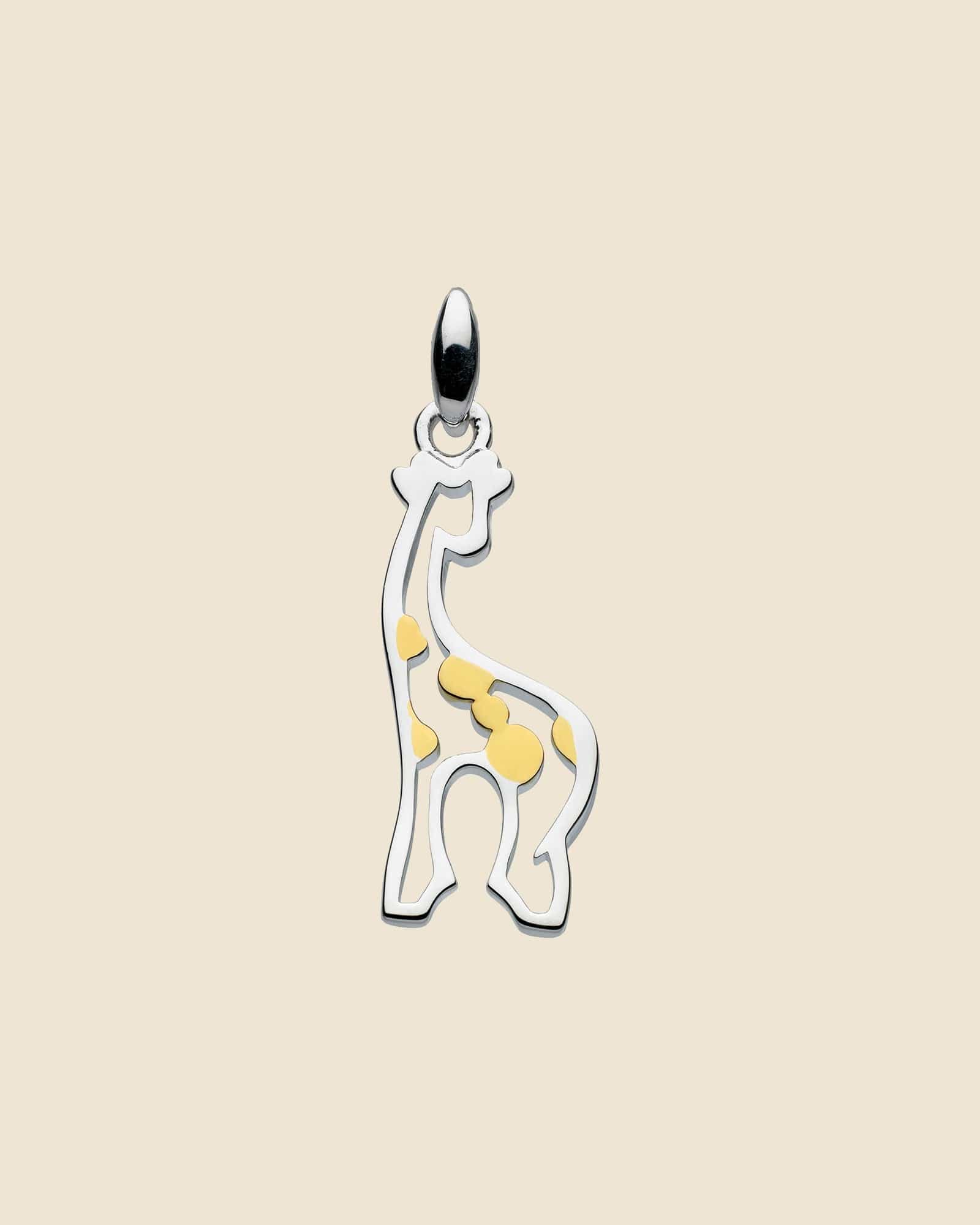 Sterling Silver and Gold Two-Tone Cut-Out Giraffe Pendant