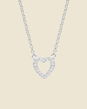 Sterling Silver and Cubic Zirconia Open Heart Necklace