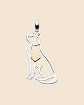 Sterling Silver Retriever with Gold Plated Heart Pendant