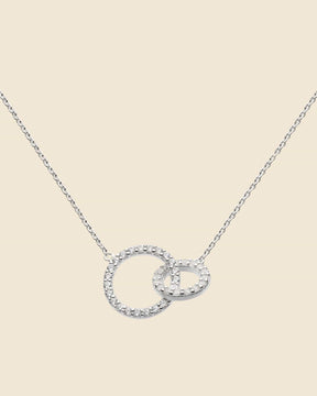 Sterling Silver and Cubic Zirconia Interlinked Circles Necklace