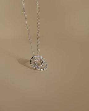 Sterling Silver and Cubic Zirconia Triple Ring Necklace