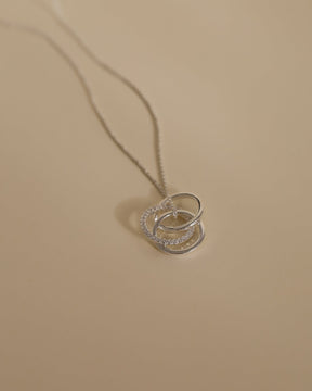 Sterling Silver and Cubic Zirconia Triple Ring Necklace