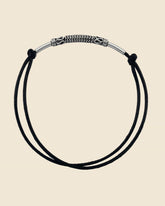 Sterling Silver and Black Cord Bali Bracelet