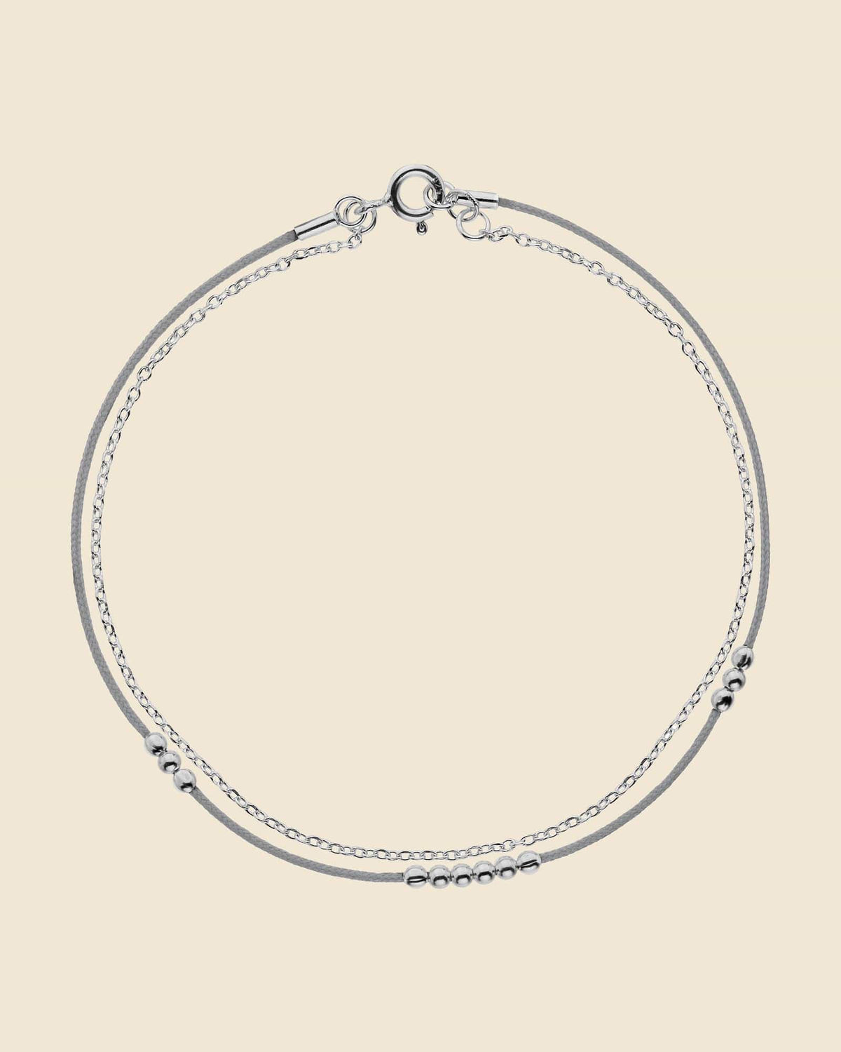 Sterling Silver and Cord Dainty Chain Bracelet