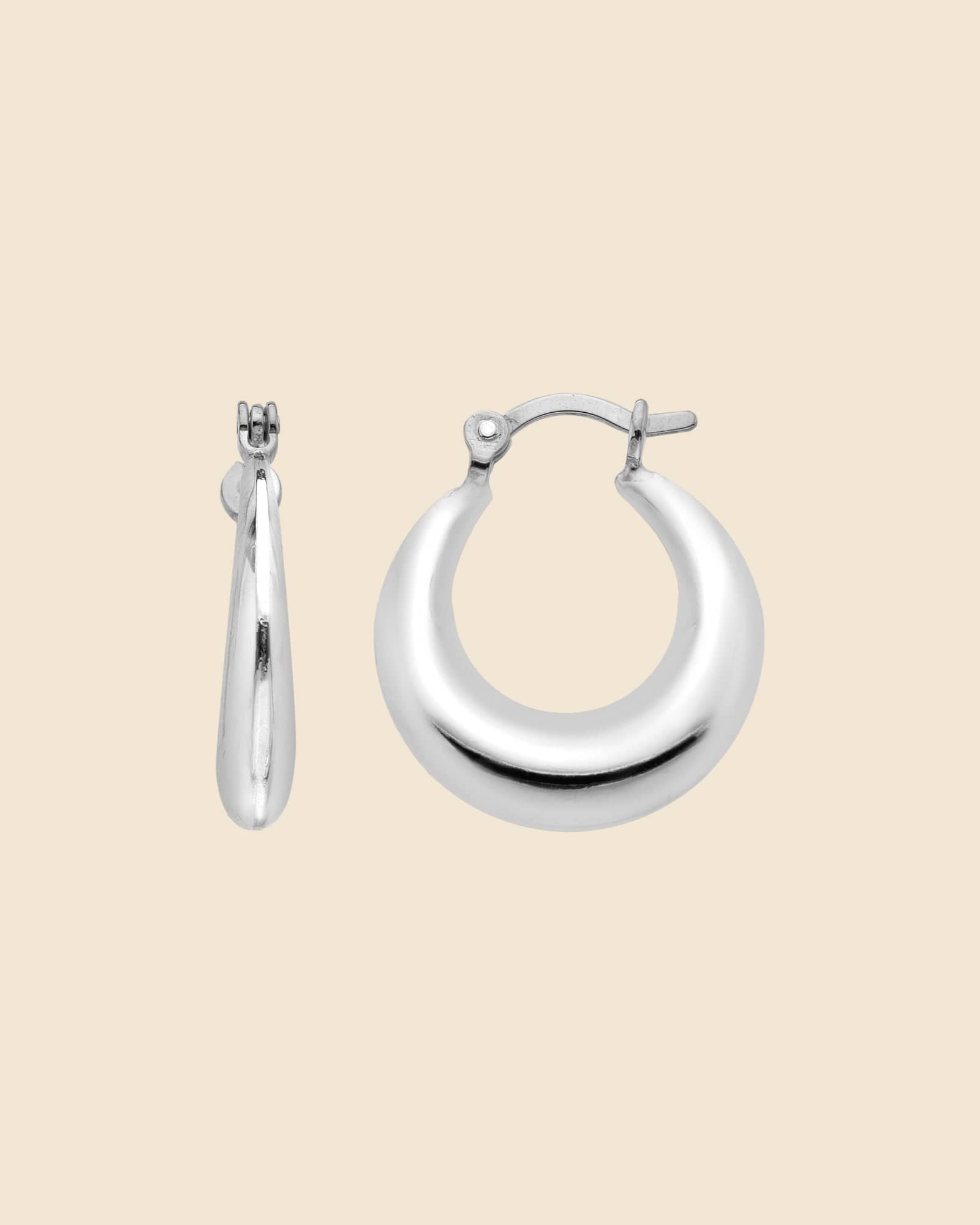 Sterling Silver Puffed Creole Hoops