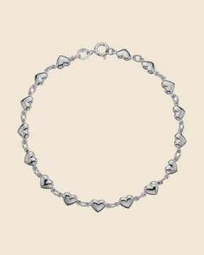 Sterling Silver Hearts Link Bracelet