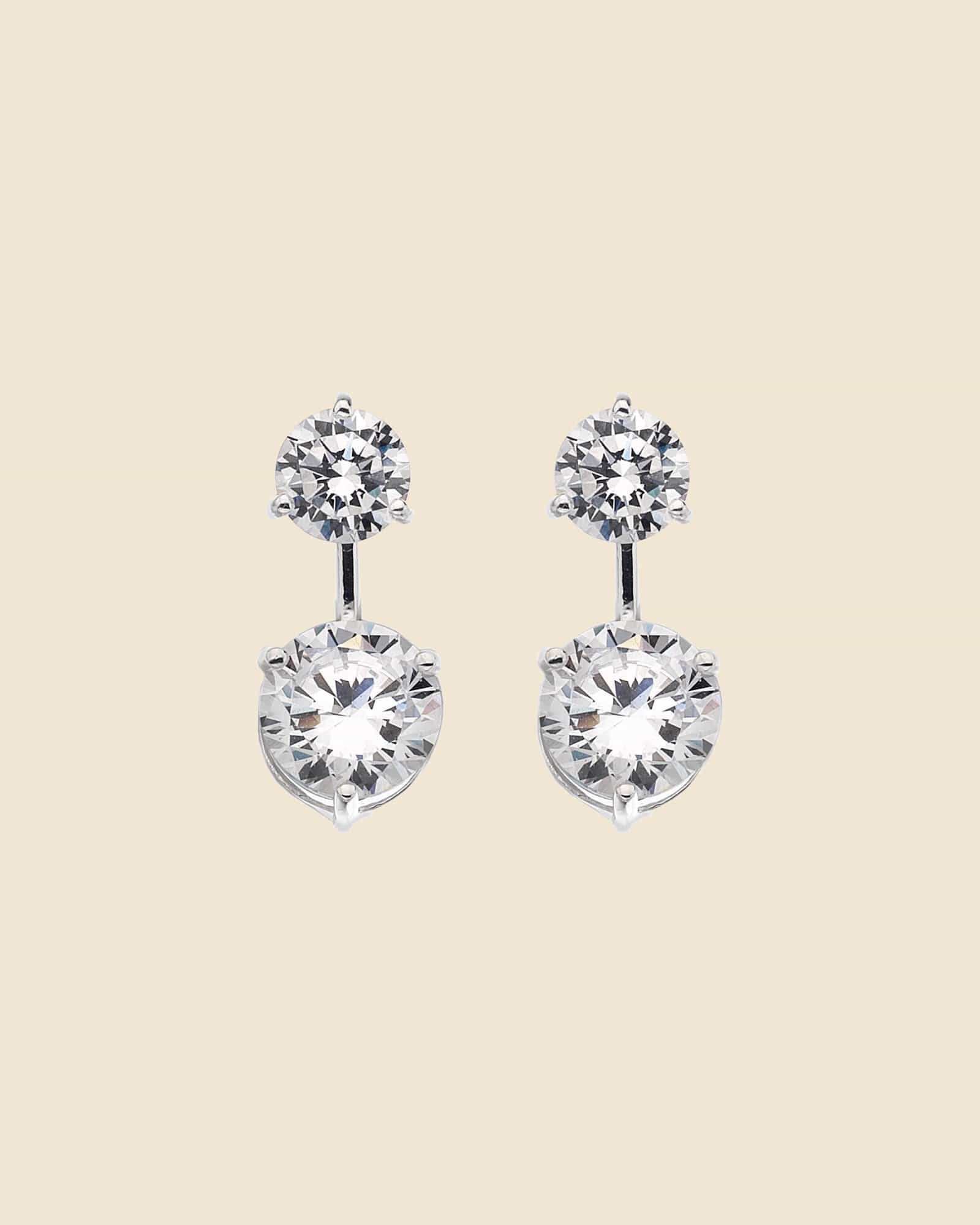 Sterling Silver and Claw Set Cubic Zirconia Ear Jacket Studs