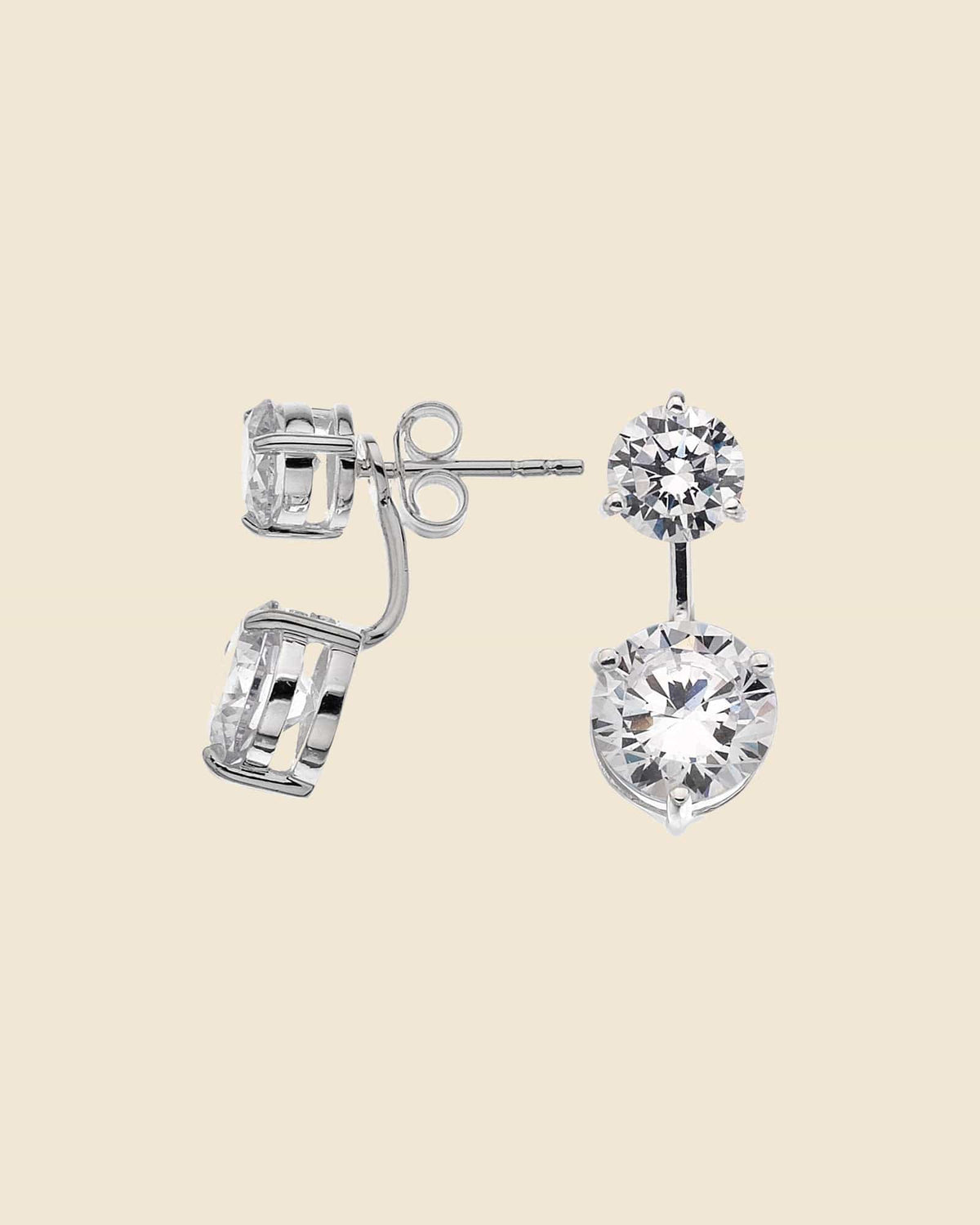 Sterling Silver and Claw Set Cubic Zirconia Ear Jacket Studs