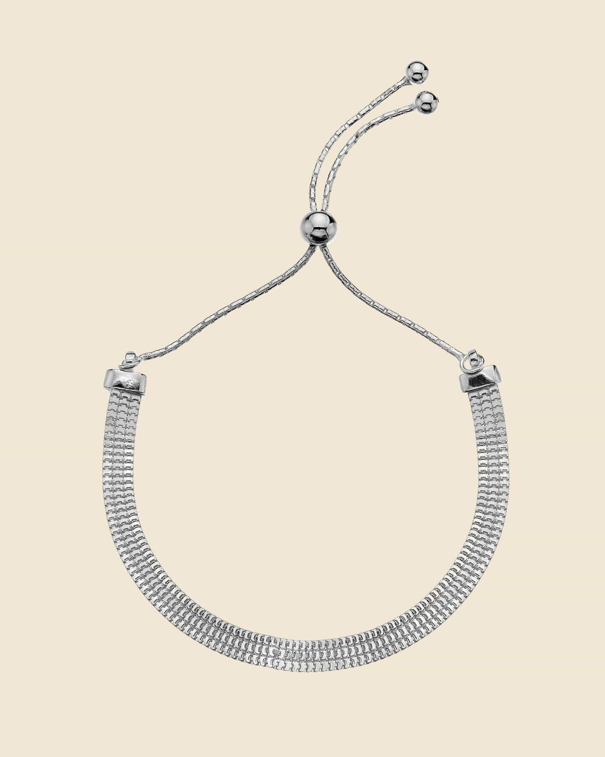 Sterling Silver Three Row Herringbone Bracelet