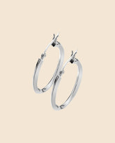 Sterling Silver 25mm Bevelled Flip-Top Hoops