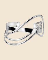 Sterling Silver Wide Crossover Wave Cuff
