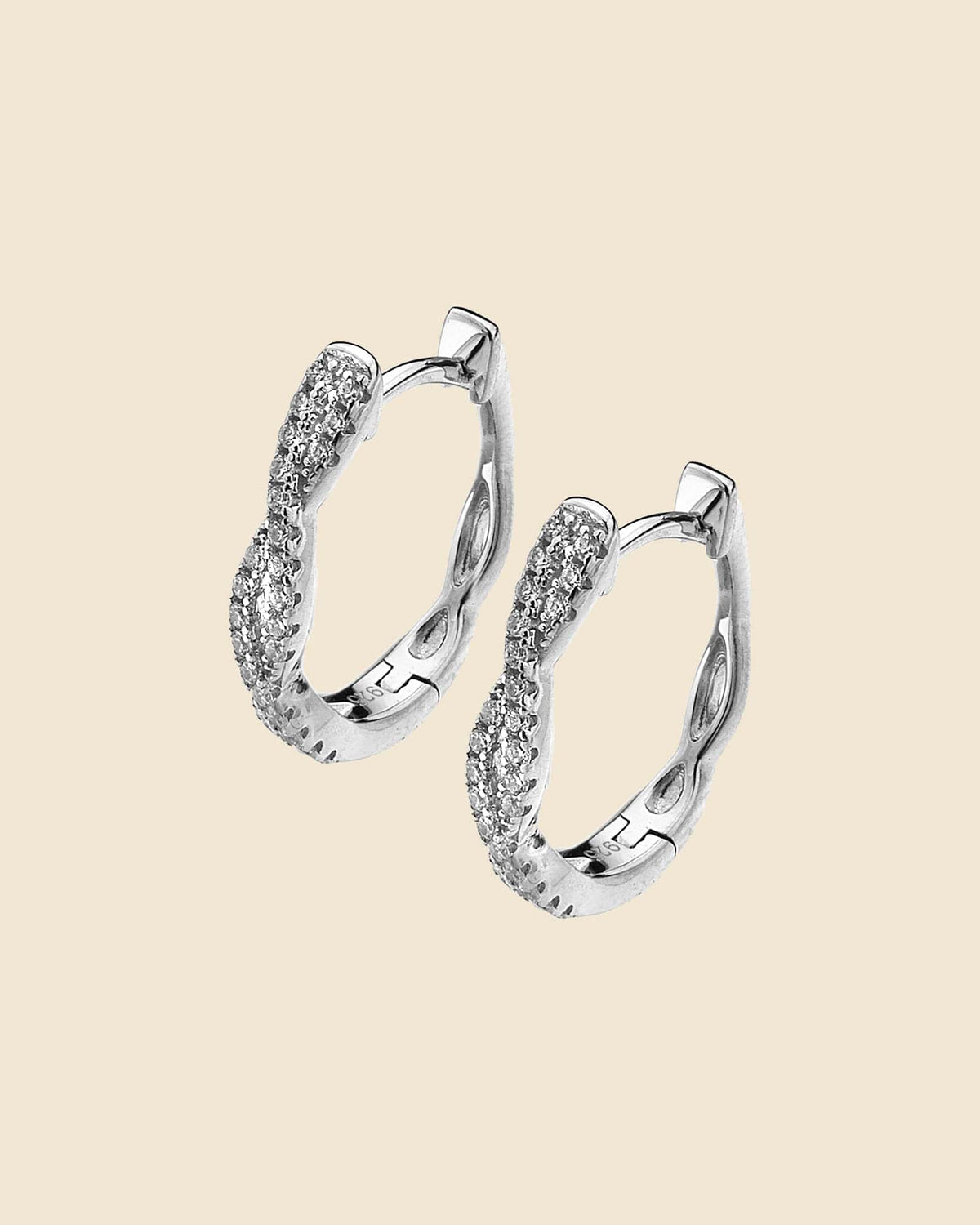 Sterling Silver and Cubic Zirconia Entwined Huggie Hoops