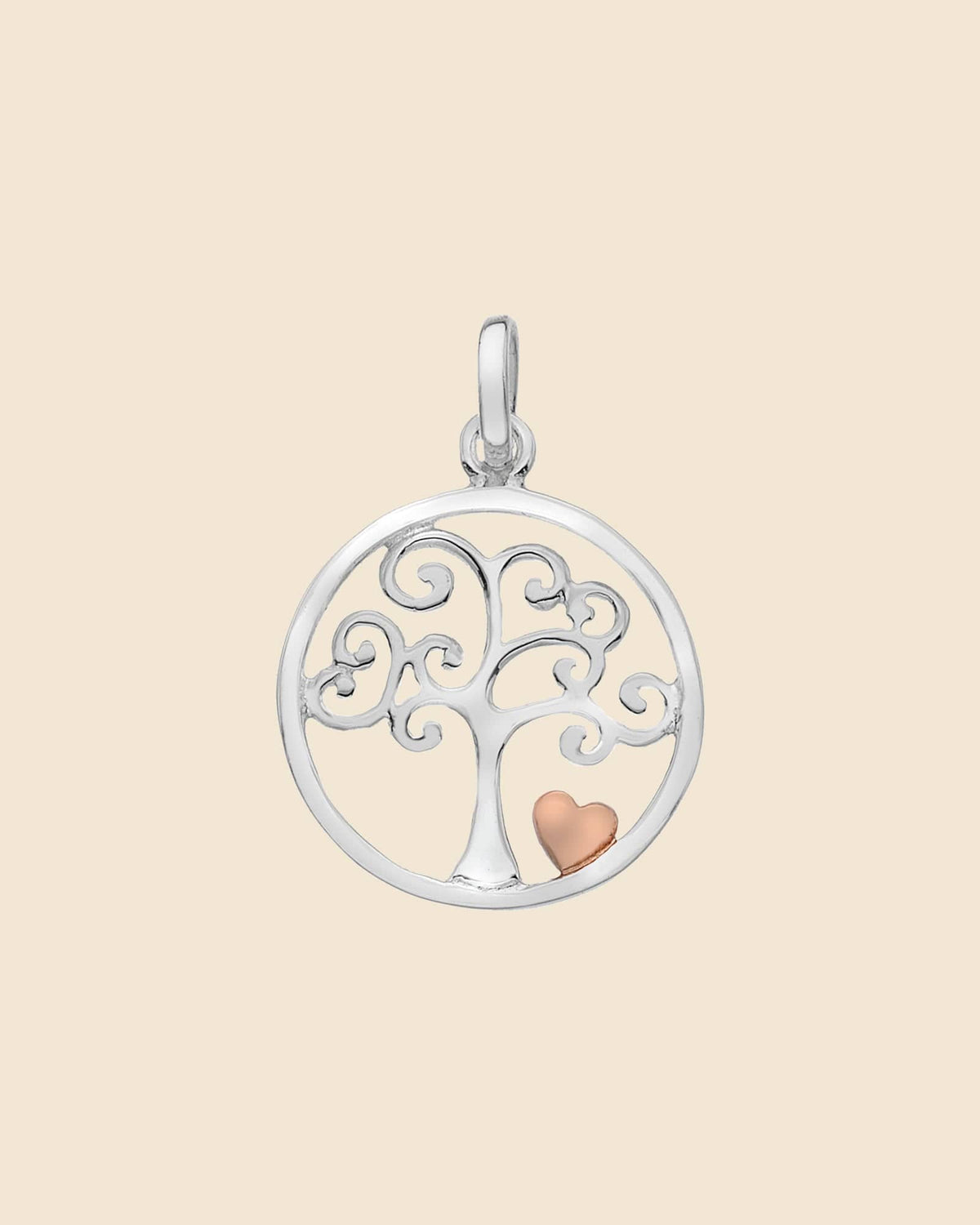 Sterling Silver and Rose Gold Plated Plated Tree of Life Pendant