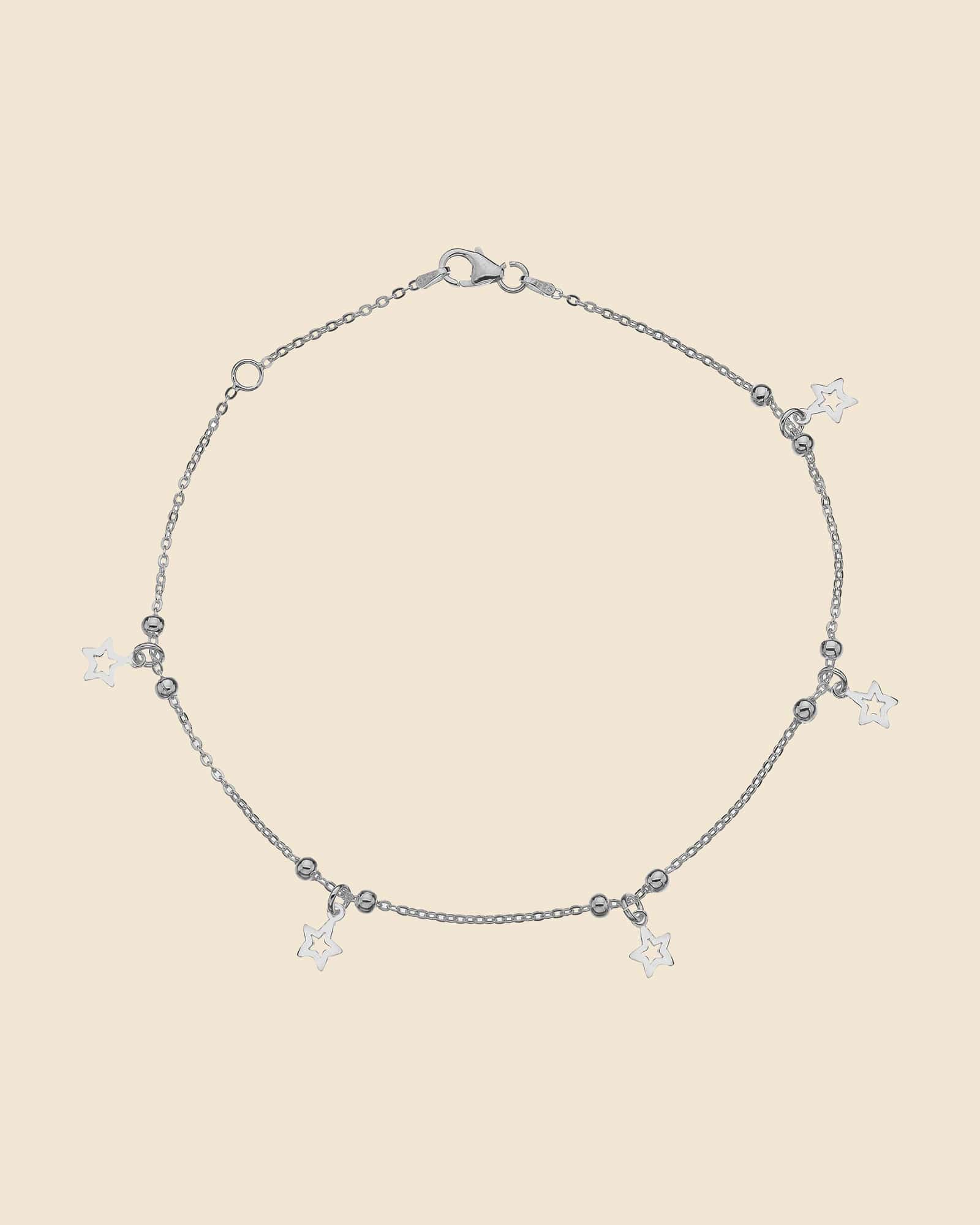 Sterling Silver Cutout Star Anklet