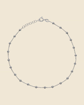 Sterling Silver Decorative Ball Chain Anklet