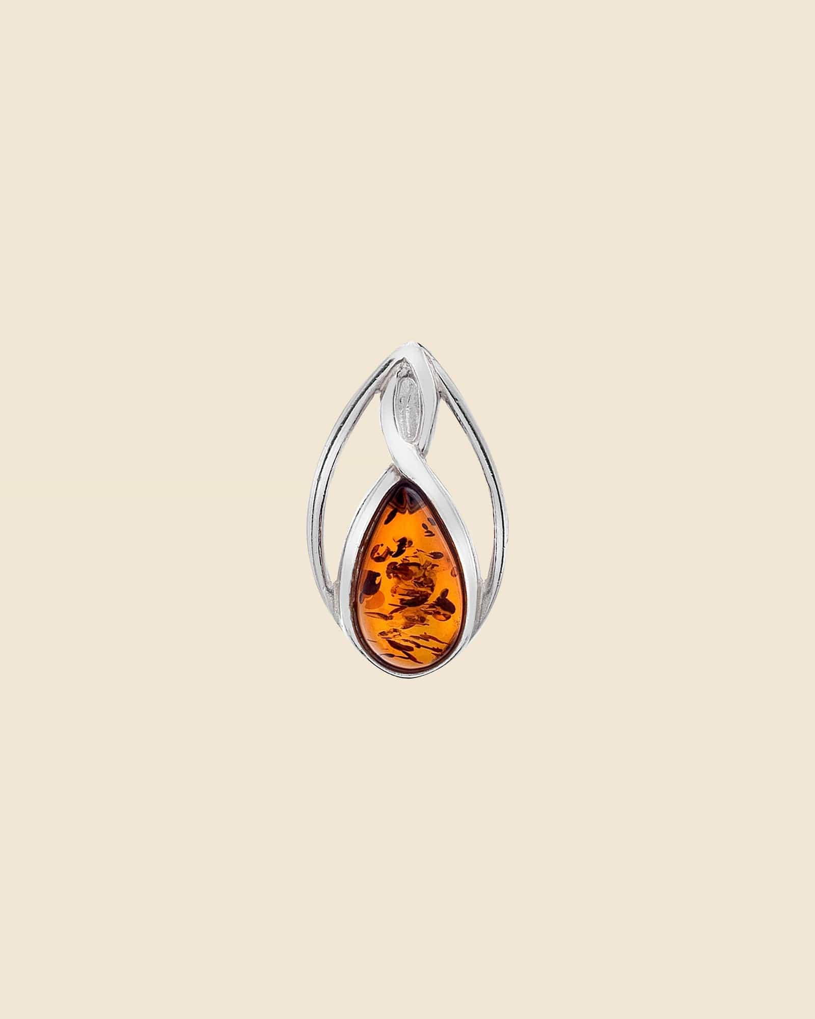 Sterling Silver and Amber Art Deco Pendant