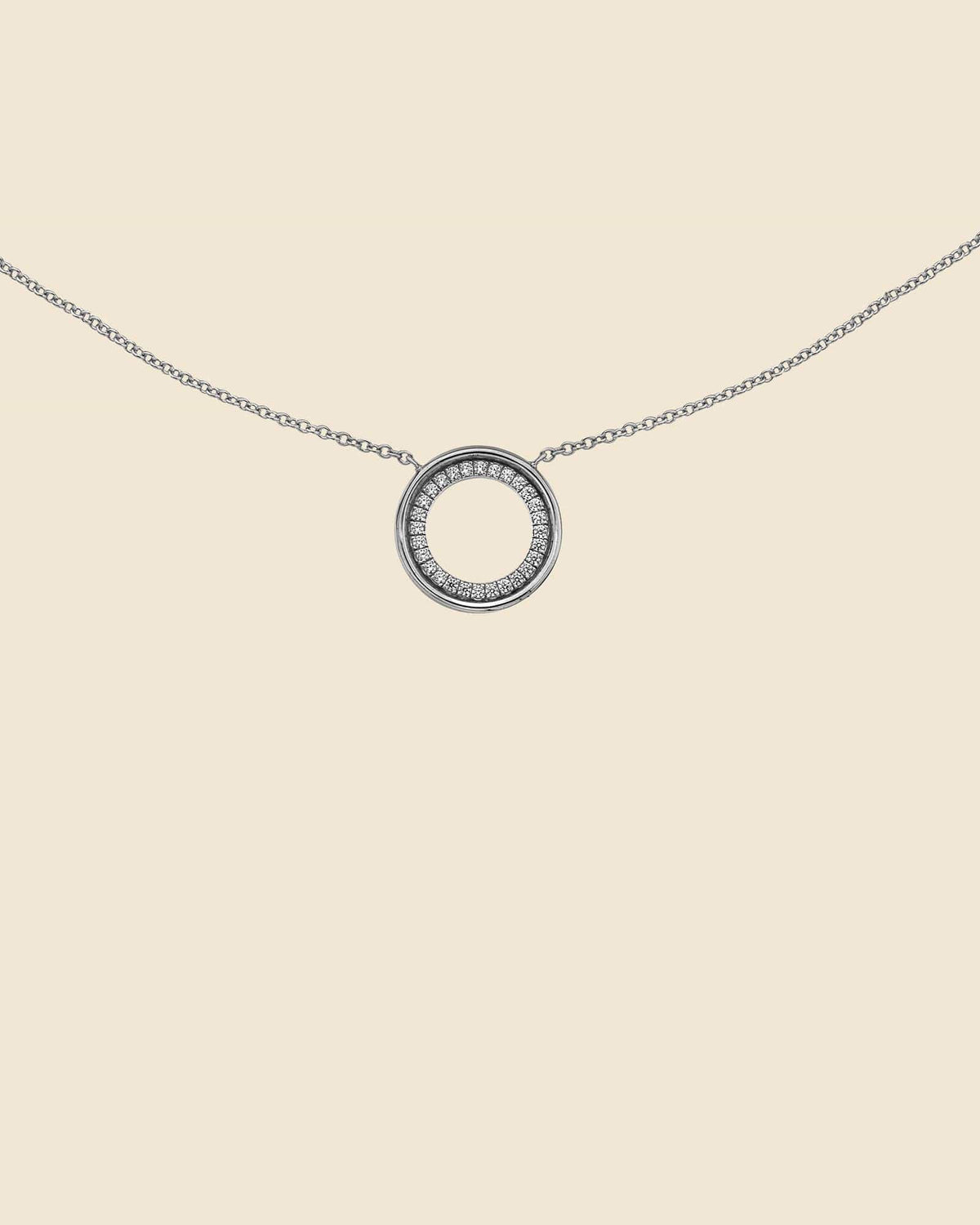 Sterling Silver and Cubic Zirconia Circle Outline Necklace