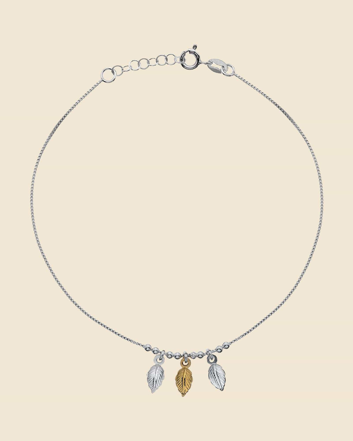 Sterling Silver and Gold Plated Leaf Anklet