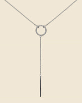 Sterling Silver and Cubic Zirconia Loop Lariat Necklace