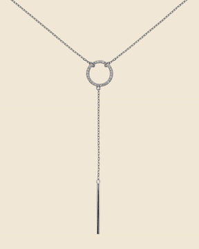 Sterling Silver and Cubic Zirconia Loop Lariat Necklace