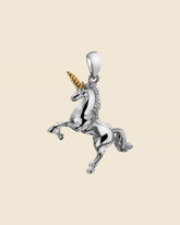 Sterling Silver 3D Unicorn Pendant with Gold Plated Horn