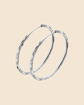 Sterling Silver 25mm Diamond-Cut Sleeper Hoops