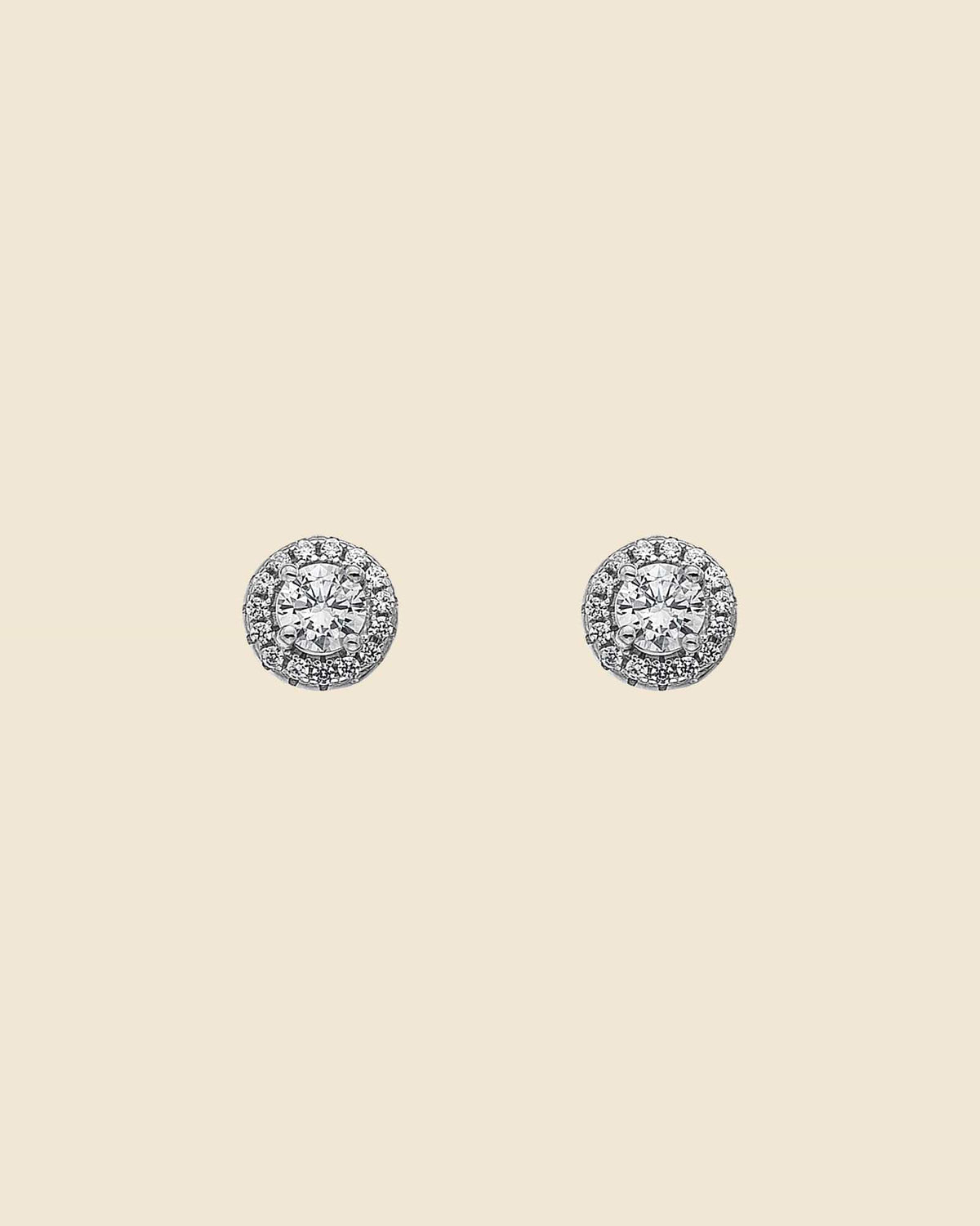Sterling Silver and Cubic Zirconia Round Halo Studs
