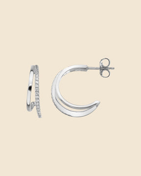 Sterling Silver and Cubic Zirconia Double Hoop