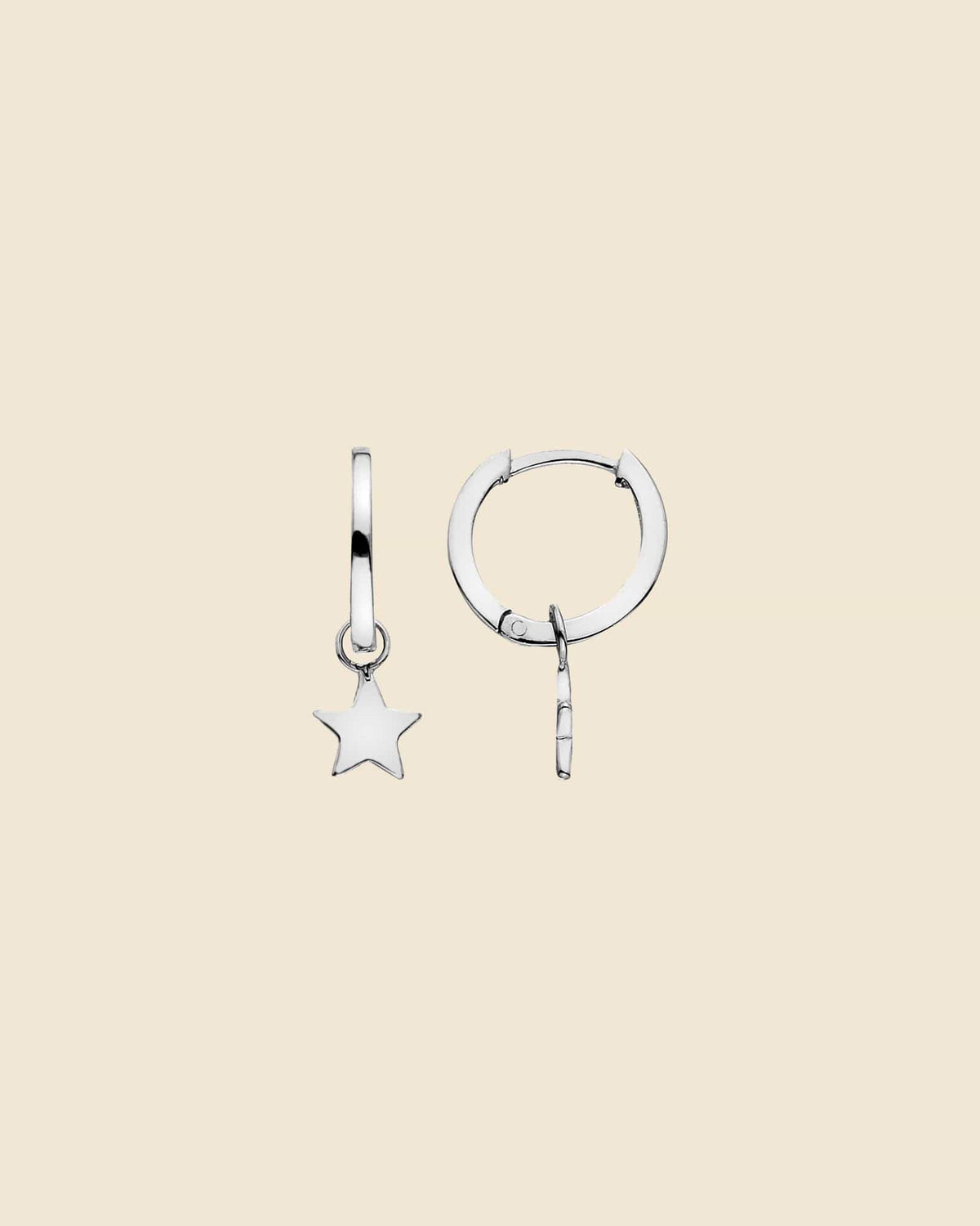 Sterling Silver Huggie Hoops with Star Charm