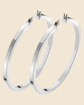 Sterling Silver 55mm Square Tube Hoops