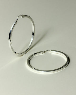 Sterling Silver 55mm Square Tube Hoops