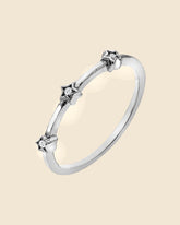 Sterling Silver and Cubic Zirconia Triple Star Band Ring