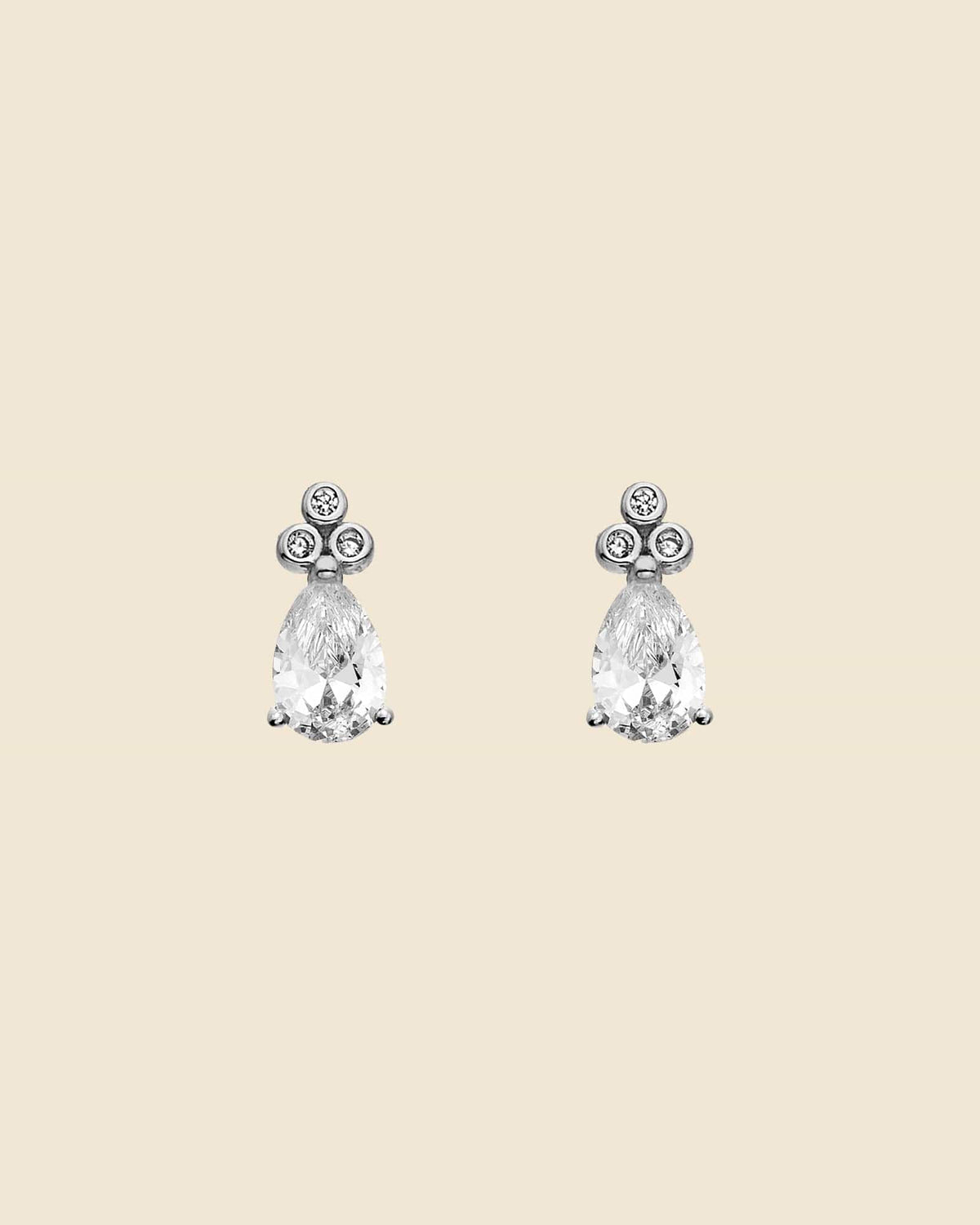 Sterling Silver and Cubic Zirconia Teardrop Cluster Studs